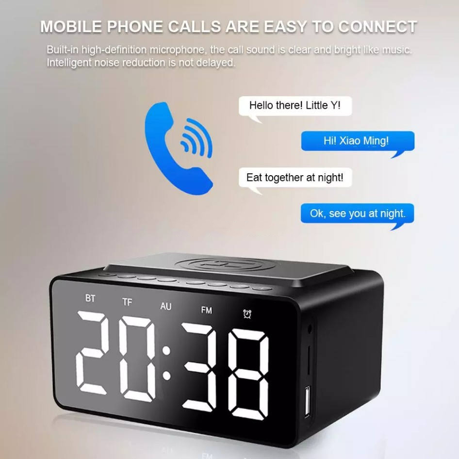 Wireless Charging Alarm Clock FM Radio9